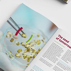 Open brochures, flyer, trade journals on a table