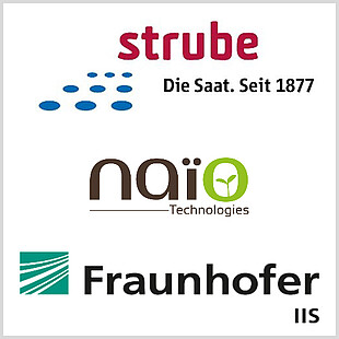 Logos of all cooperation partners: Strube D & S GmbH, NAÏO-Technologies and Fraunhofer Development Center X-ray Technology EZRT.