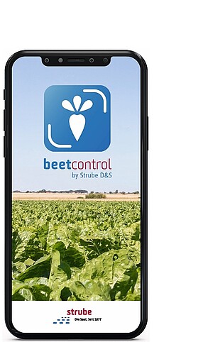 Smartphone avec la nouvelle application Strube "BeetControl"