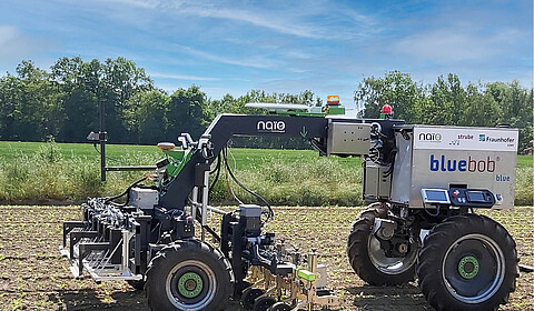 Six-row weeding with autonomously navigating field robot 