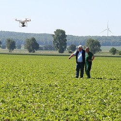 Farmer with Strube advisor on the field